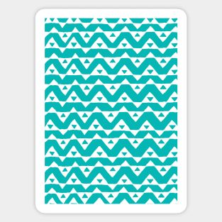 Teal Blue White Triangle Chevron Pattern Sticker